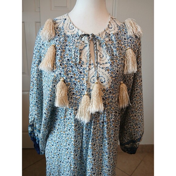 Miss June Paris Women’s Tassel Maxi Dress Floral Peasant Style One Size Bohemian - Picture 4 of 16